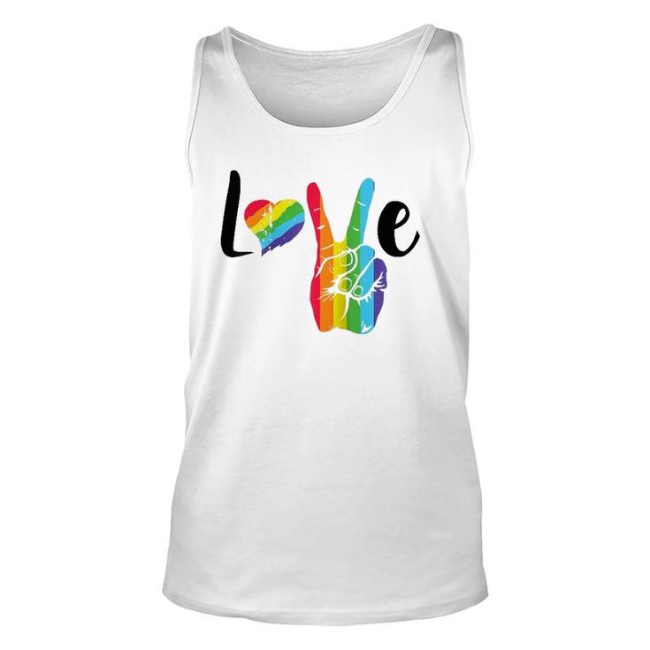 Love Rainbow Peace Sign ,Gay Pride Rainbow Heart Love Raglan Baseball Tee Tank Top