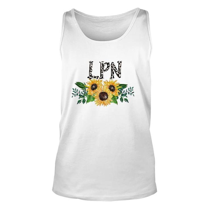 Lpn Leopard Text Sunflower Licensed Practical Nurse Gift Unisex Tank Top
