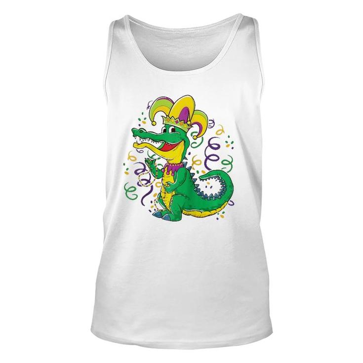 Mardi Gras Crocodile Funny Alligator Jester Hat  Unisex Tank Top