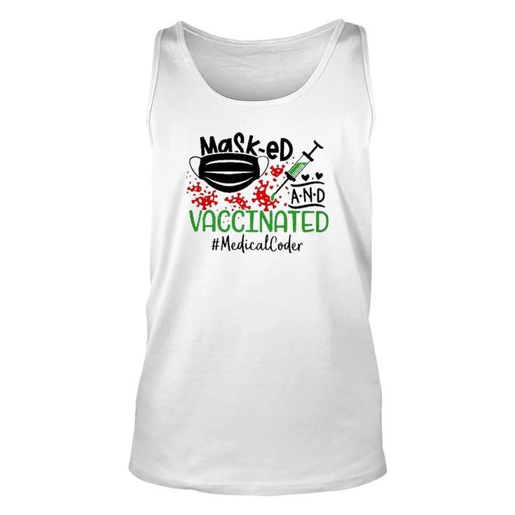 Masked And Vaccinated Medical Coder Unisex Tank Top