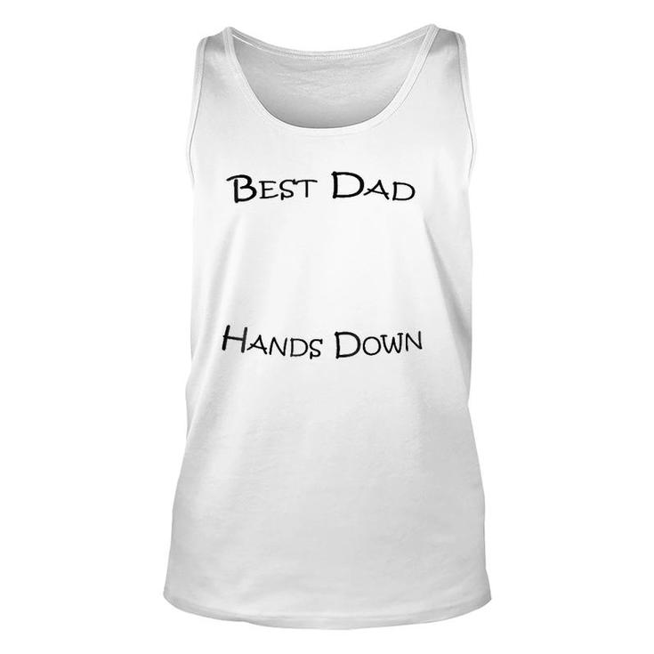 Mens Best Dad Hands Down Kids Craft Hand Print Fathers Day Unisex Tank Top