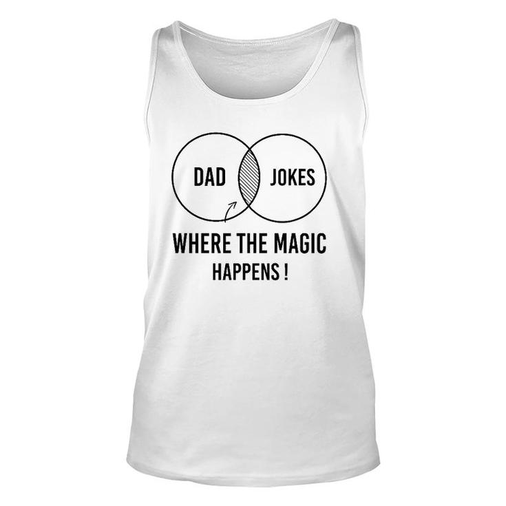 Mens Dad Jokes Where The Magic Happens ,Funny Father's Day Unisex Tank Top