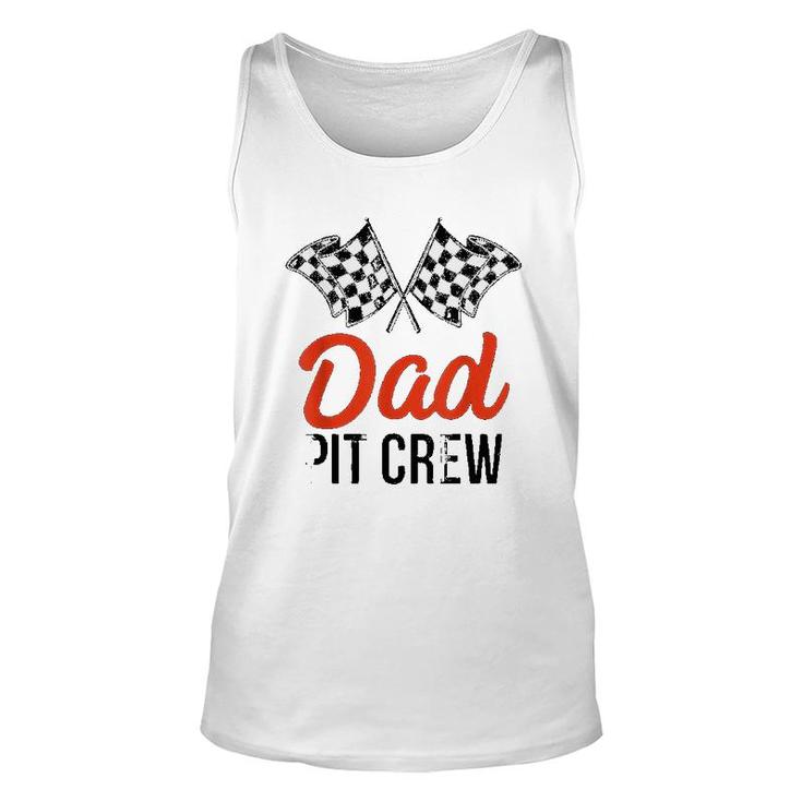 Mens Dad Pit Crew Funny Hosting Car Race Birthday Party  Unisex Tank Top