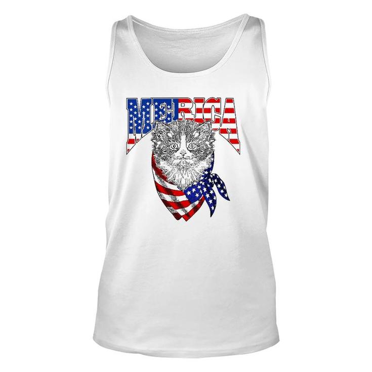 Womens Merica Cat Happy 4Th Of July American Flag Great Tank Top