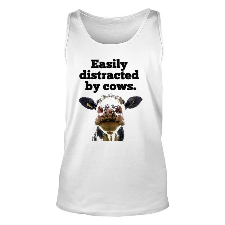 Moo Cow Dairy Cow Appreciation Easily Distracted By Cows Unisex Tank Top