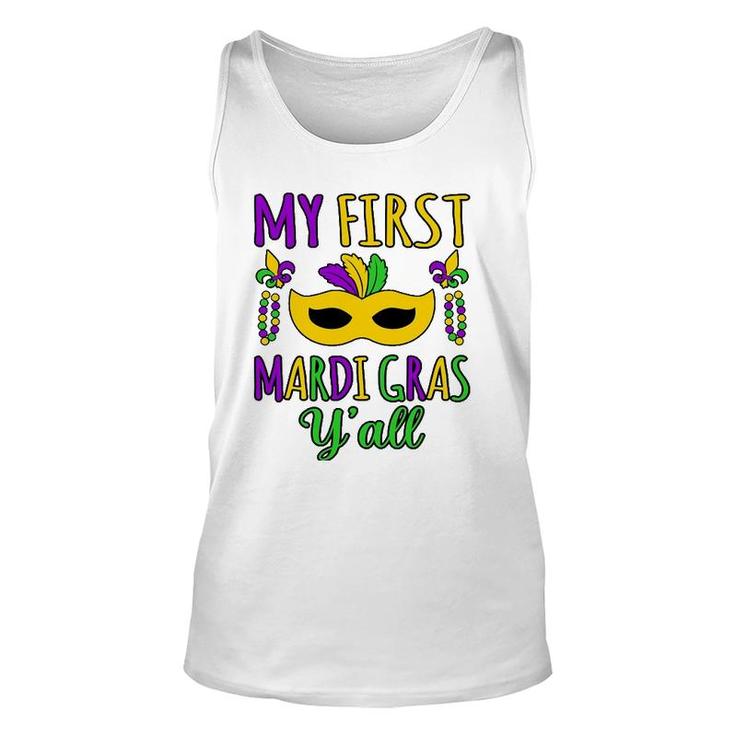 My First Mardi Gras Y'all Mardi Gras Party Holiday Graphic Unisex Tank Top