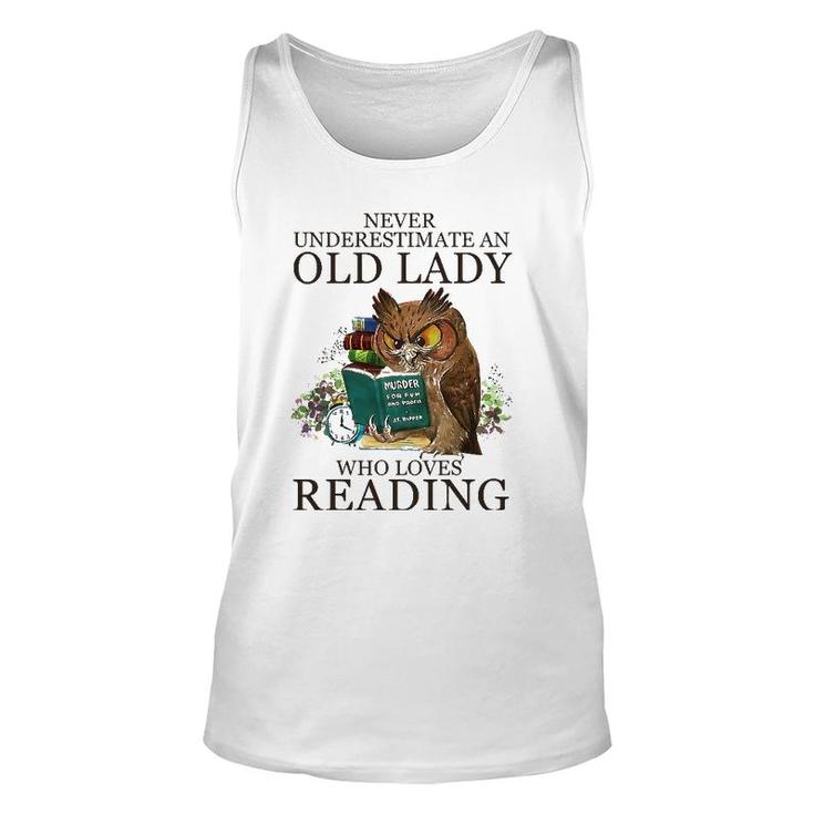 Never Underestimate An Old Lady Who Loves Reading Book Owl Unisex Tank Top