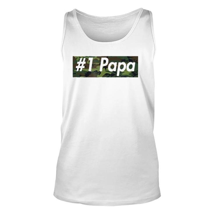 Number One Papa , Best Father, Dad Camo Box Unisex Tank Top