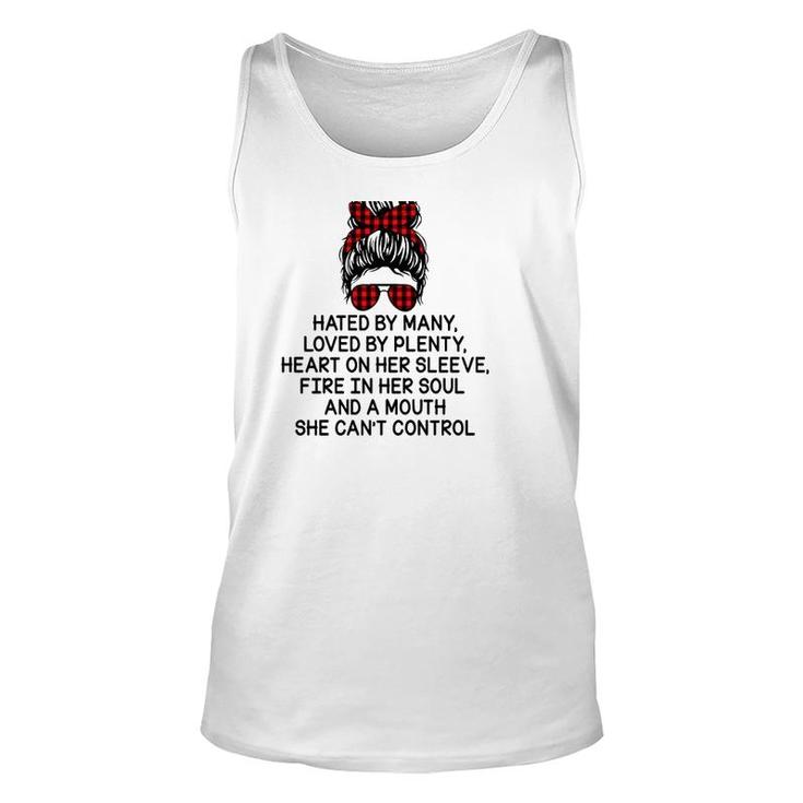 Nurse Hated By Many Loved By Plenty Heart On Her Sleeve Fire In Her Soul And A Mouth She Can’T Control Messy Bun Buffalo Plaid Bandana Tank Top