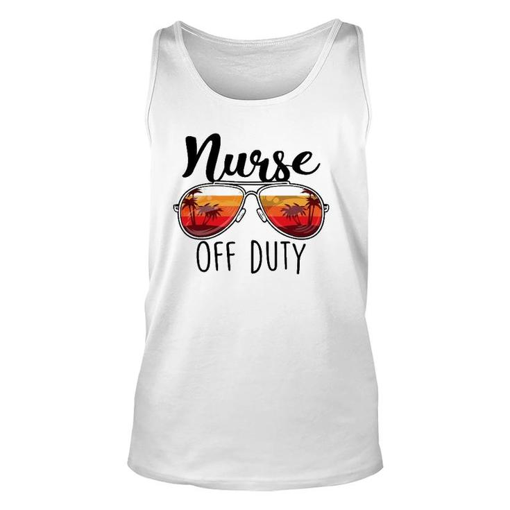 Nurse Off Duty Sunglasses Sunset Beach Retired Retirement Unisex Tank Top