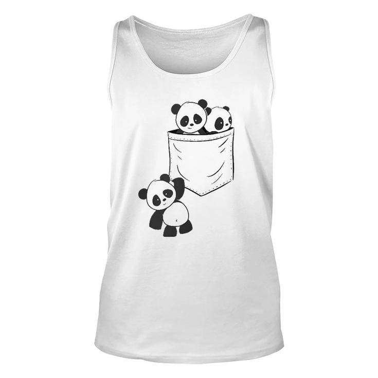 Panda Lovers Cute Kawaii Baby Pandas In Pocket V-Neck Unisex Tank Top