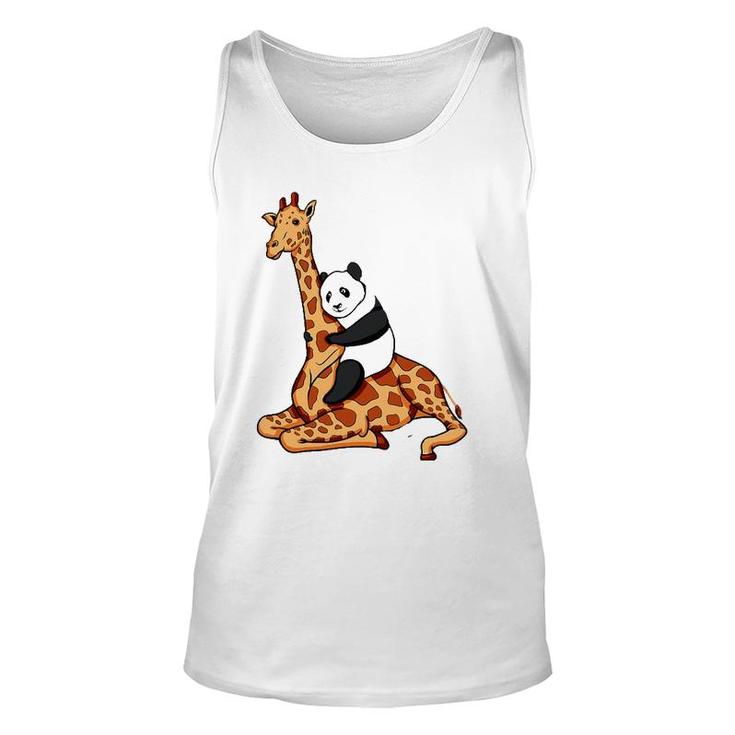 Panda Riding Giraffe Animal Lover Gift Unisex Tank Top