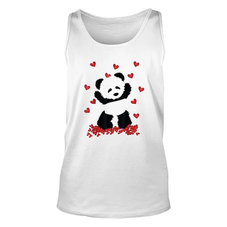 Panda With Hearts Valentines Day Unisex Tank Top