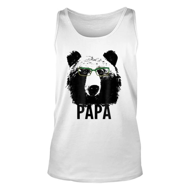 Papa Bear  Grizzly Bear With Glasses Dad Daddy Bears Unisex Tank Top