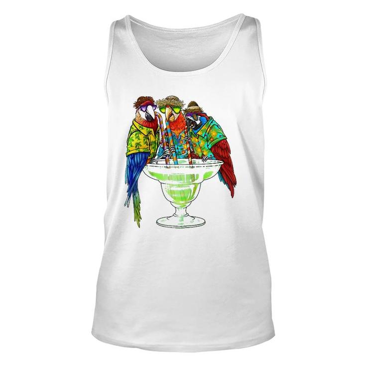 Parrots Drinking Margarita Hawaiian Vacation Birds Raglan Baseball Tee Tank Top