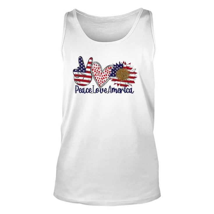 Peace Love America 4Th July Patriotic Sunflower Heart Sign Unisex Tank Top