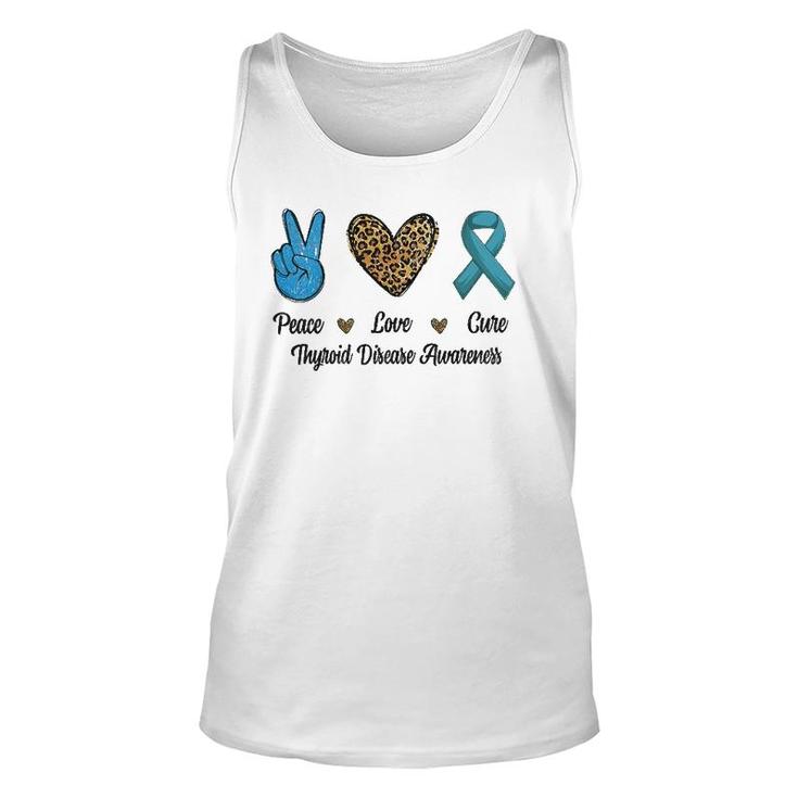 Peace Love Cure Thyroid Disease Awareness Survivor Leopard Unisex Tank Top