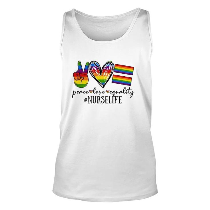 Peace Love Equality Nurse Life Rainbow Flag Gay Lgbt Unisex Tank Top
