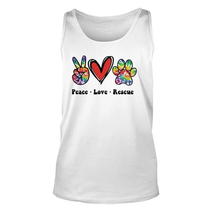 Peace Love And Rescue Peace Sign Heart Paw Print Cat And Dog Tank Top