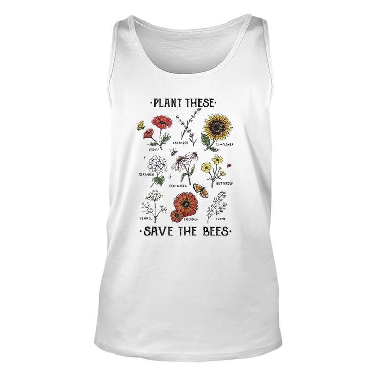 Plant These Save The Bees Flowers Gardening  Unisex Tank Top