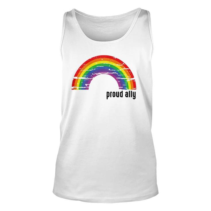 Womens Proud Ally Lgbt Gay Pride For Friends Retro Rainbow Tank Top