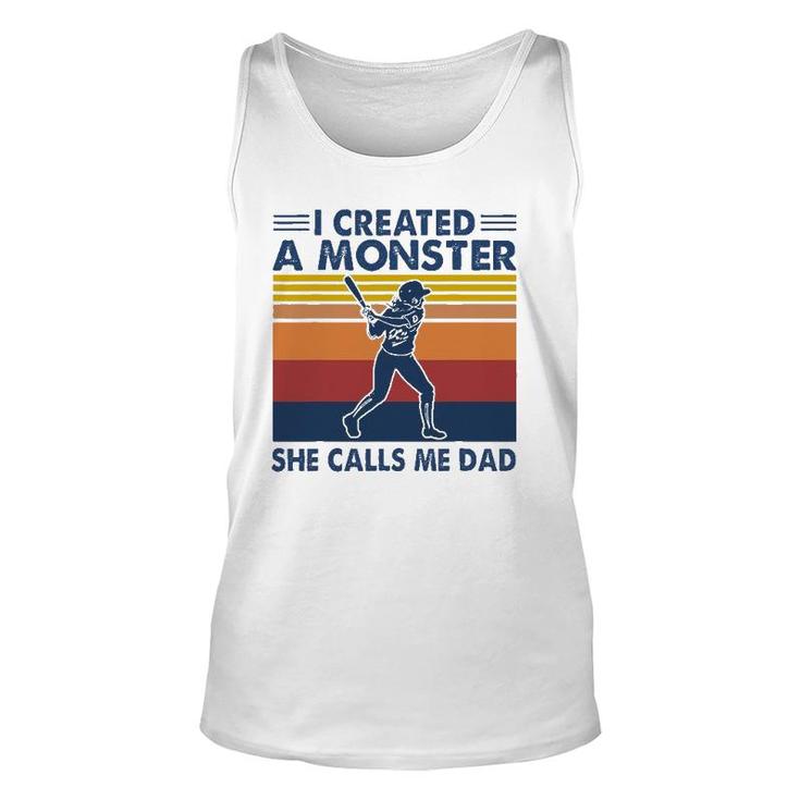 Proud Softball Dad I Created A Monster She Calls Me Dad Unisex Tank Top