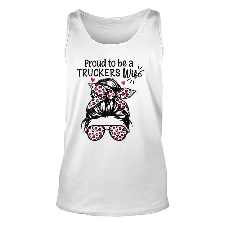 Womens Proud To Be A Truckers Wife Trucker Wife Messy Hair Bun Tank Top