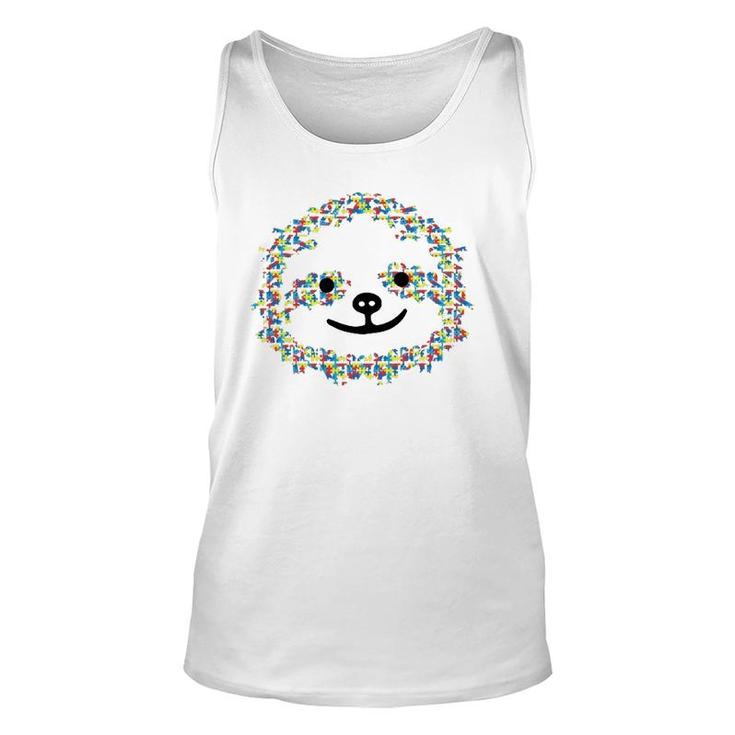 Puzzle Piece Ribbon Sloth Face Cool Autism Awareness Gifts Unisex Tank Top