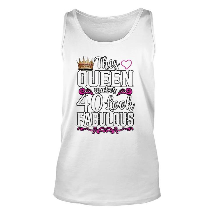 Womens This Queen Makes 40 Look Fabulous Birthday Celebration Tank Top