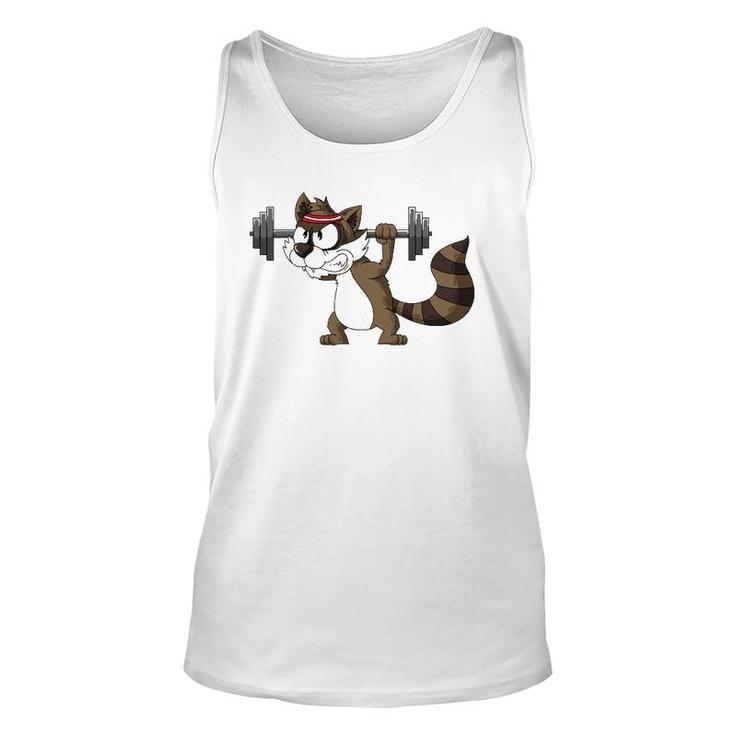 Raccoon Weight Lifting Gym Apparel Barbells Fitness Workout Unisex Tank Top