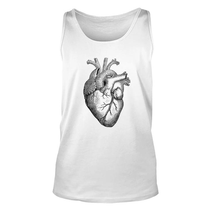 Real Anatomical Human Heart Drawing Unisex Tank Top