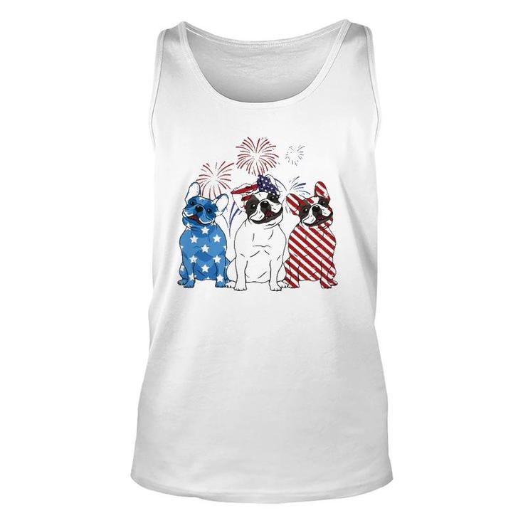 Red White Blue French Bulldog Usa Flag 4Th Of July Unisex Tank Top