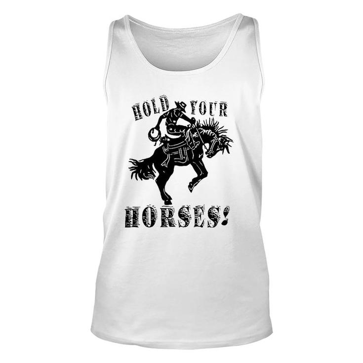 Retro Cowboy Hold Your Horses Western Country Rodeo Dad Tank Top