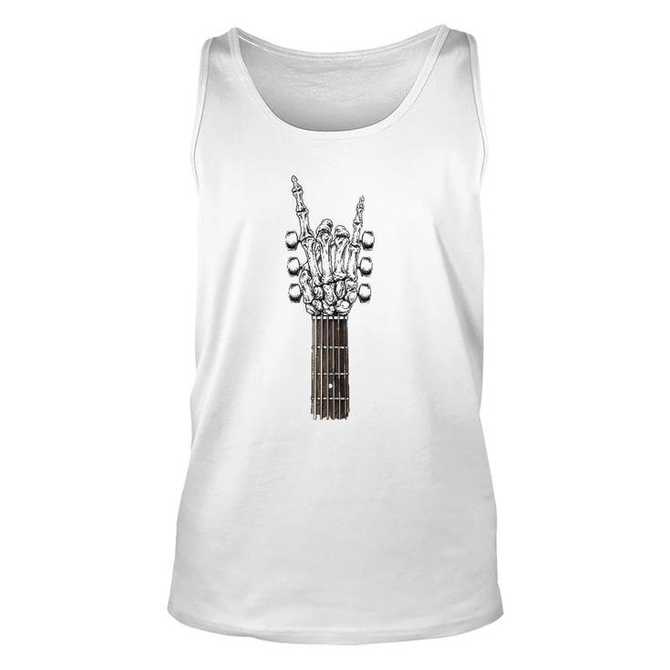 Rock On Guitar Neck With A Sweet Rock & Roll Skeleton Hand Tank Top