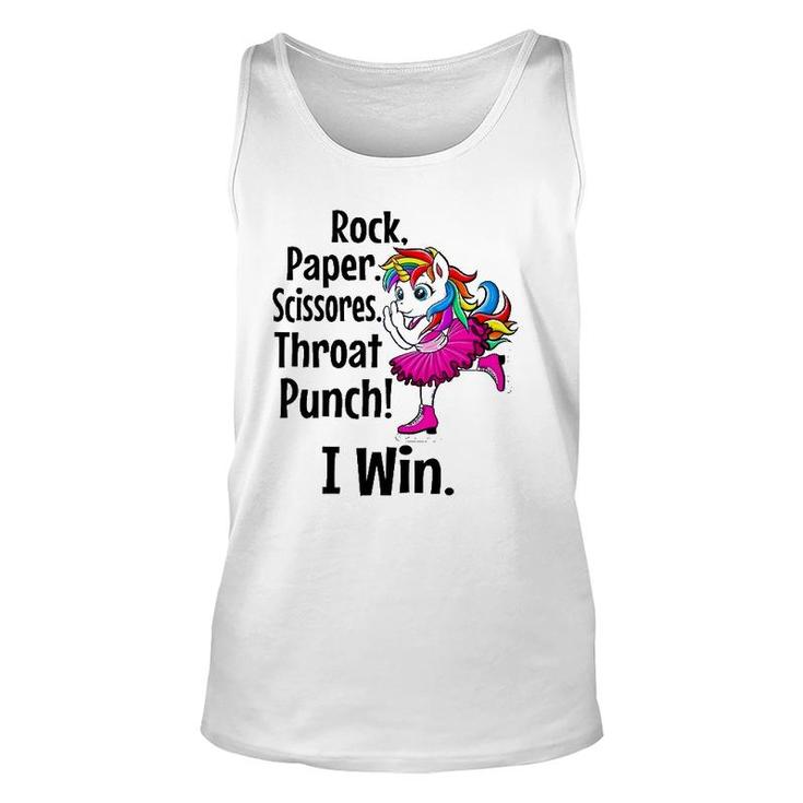 Rock Paper Scissors Throat Punch I Win Funny Unisex Tank Top