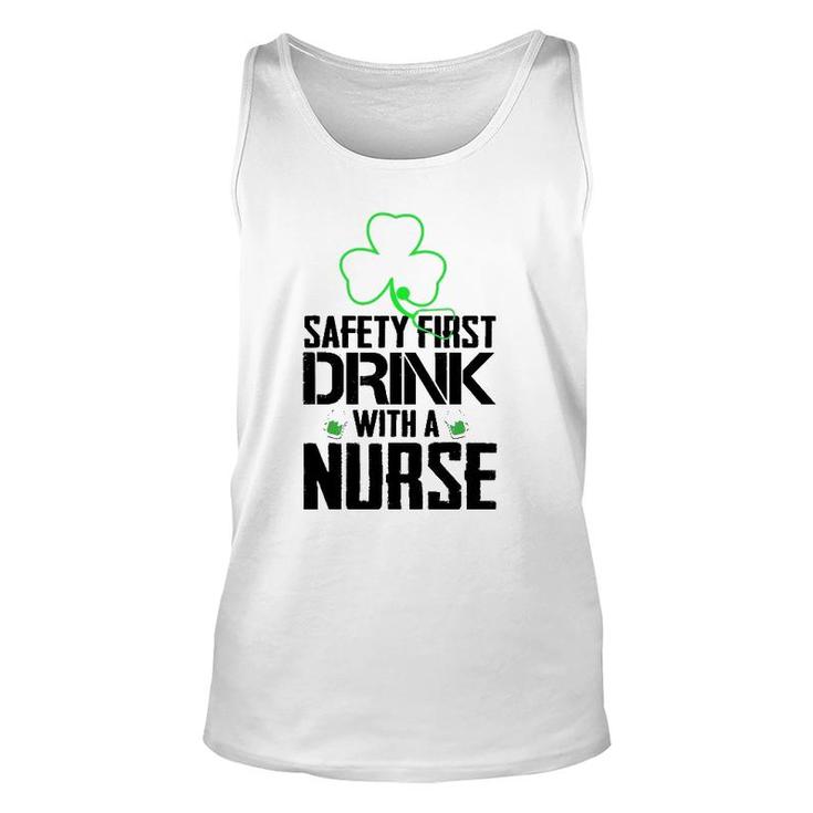 Safety First Drink With A Nurse Beer Lovers St Patrick's Day Tank Top