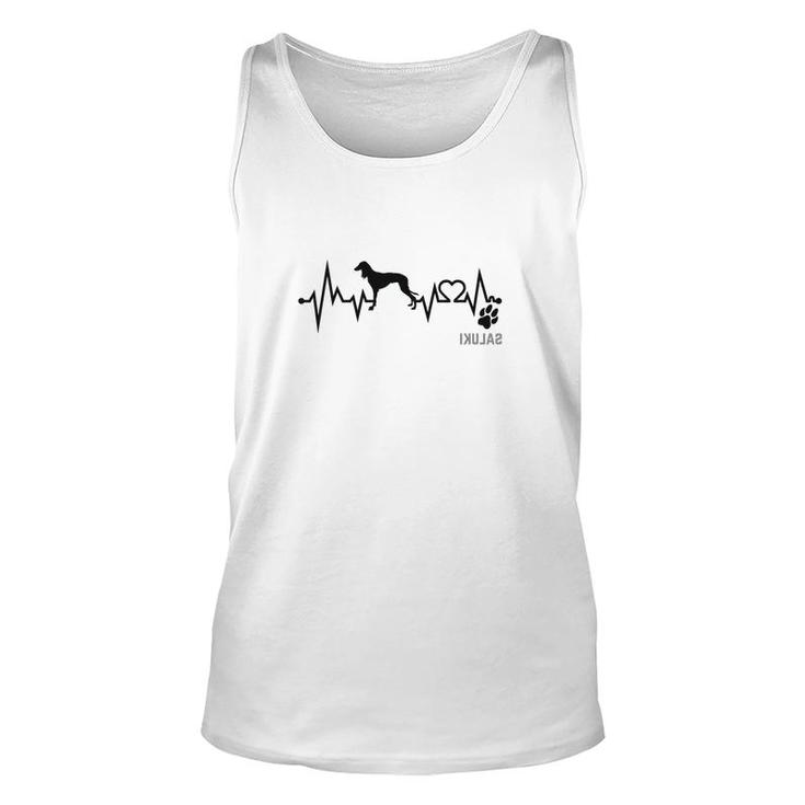 Salukidog Heartbeat Dog Paw Dog Lovers Gift For Dog Moms And Dads Unisex Tank Top