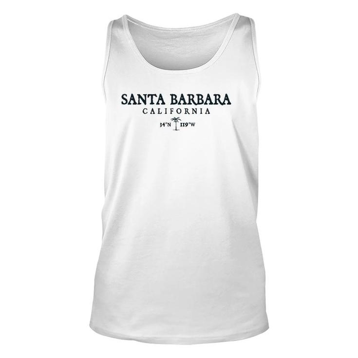 Santa Barbara California Palm Tree Surf Beach Gift  Unisex Tank Top