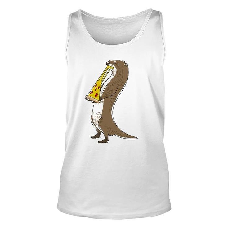 Sea Otter Eating Pizza Funny Animal Snack Food Lover Gift Unisex Tank Top