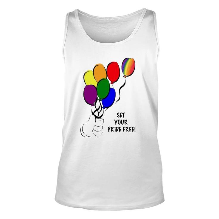 Set Your Pride Free Rainbow Balloon Lgbt Gift Unisex Tank Top