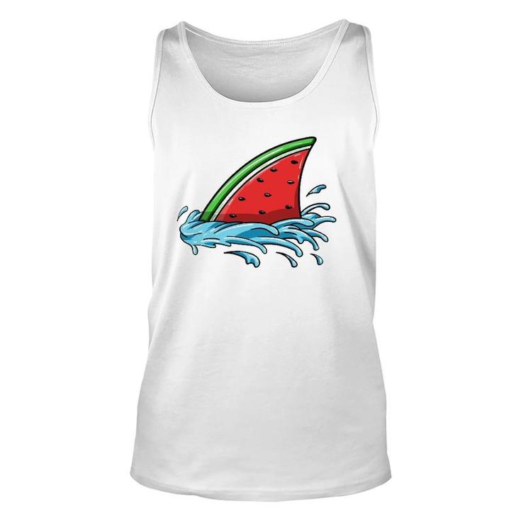 Shark Watermelon Lover Fish Fin Summer Fruit Slice Seeds Unisex Tank Top