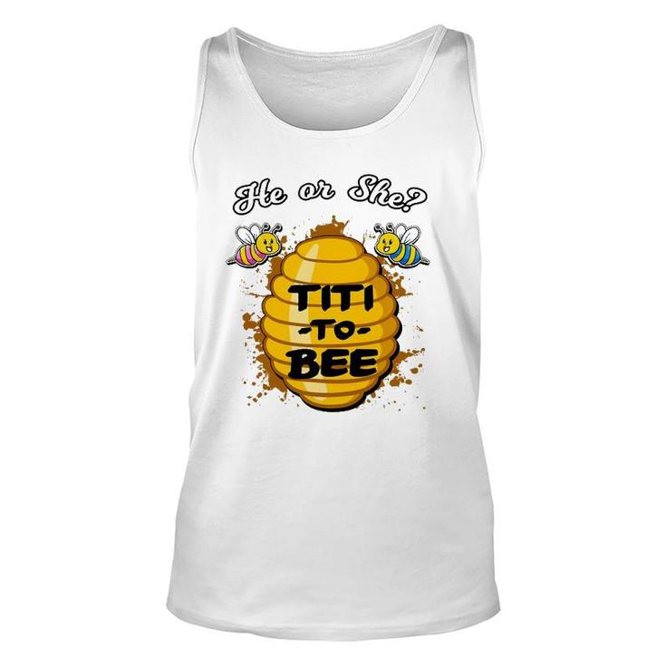 He Or She Titi To Bee Gender Reveal Announcement Baby Shower Tank Top