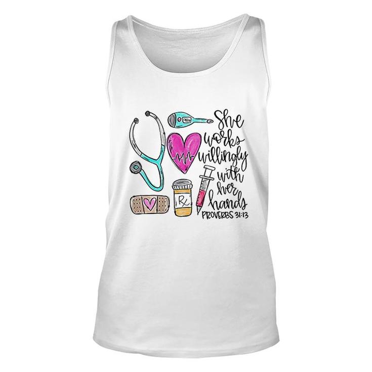 She Works Willingly With Her Hands Unisex Tank Top