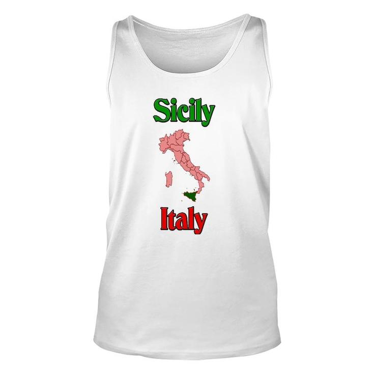 Sicily Italy Sicily Italy On Map Unisex Tank Top