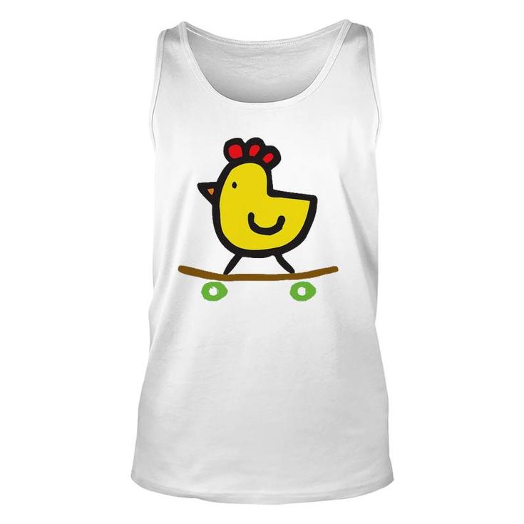 Skateboard Chick- Cute Funny Chicken Unisex Tank Top