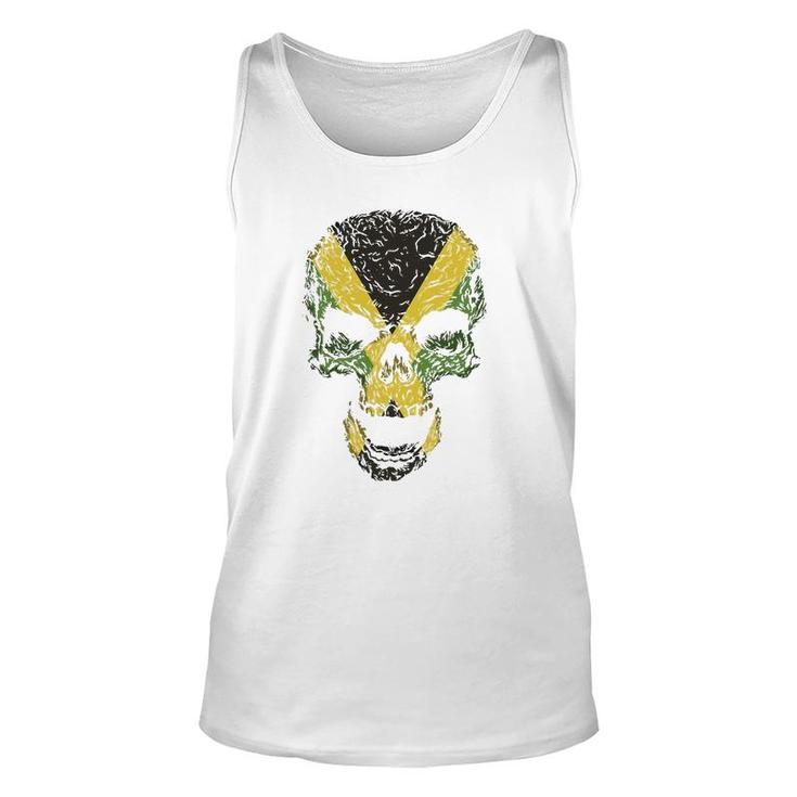Skull With Jamaica Flag Skeleton Jamaican Roots Unisex Tank Top