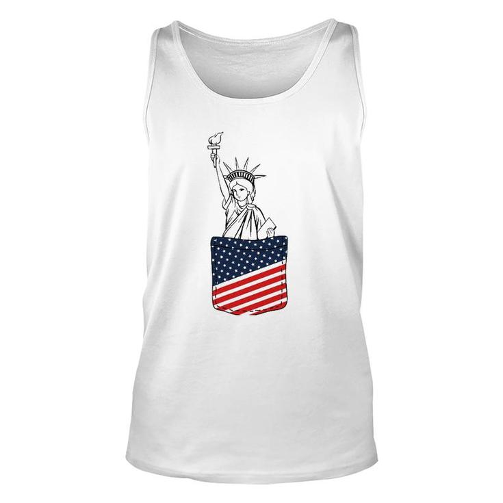 Statue Of Liberty Pocket 4Th Of July Patriotic American Flag Tank Top