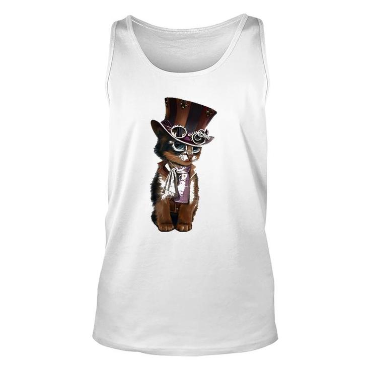 Steampunk Kitten With Hat, Glasses Gift Vintage Unisex Tank Top