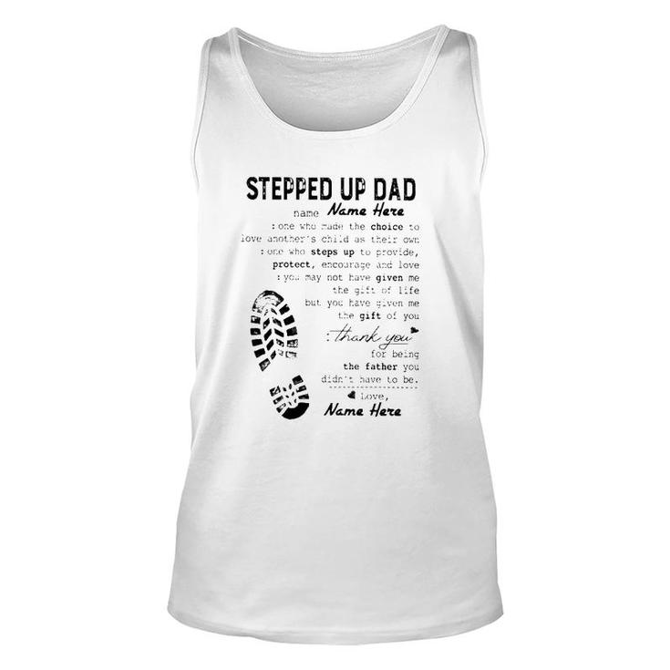 Stepped Up Dad Father's Day Thank You For Being The Father You Didn't Have To Be Shoe Print Tank Top