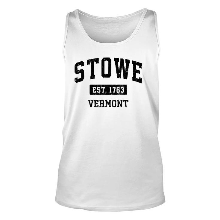 Stowe Vermont Vt Vintage Sports Design Black Design  Unisex Tank Top